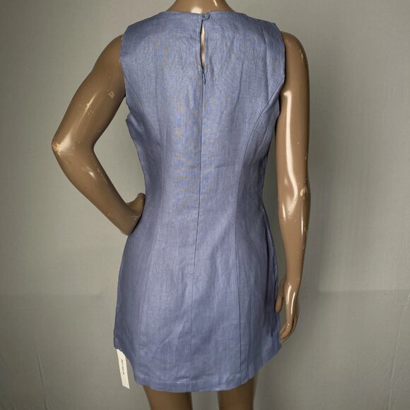 Reformation Women’s Citron Linen Mini Dress Size 2 Cornflower Blue Sleeveless - Picture 8 of 11
